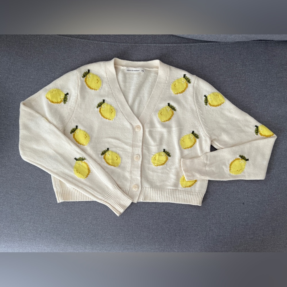 Moon & Madison Citrus Knit Cardigan Sweater
